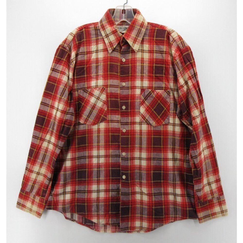 VINTAGE Bud Berma Shirt Large Highlander Flannel Button Up 70s 80s *